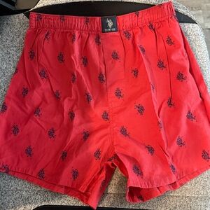 U.S. Polo Assn. Red Boxers with Navy Print